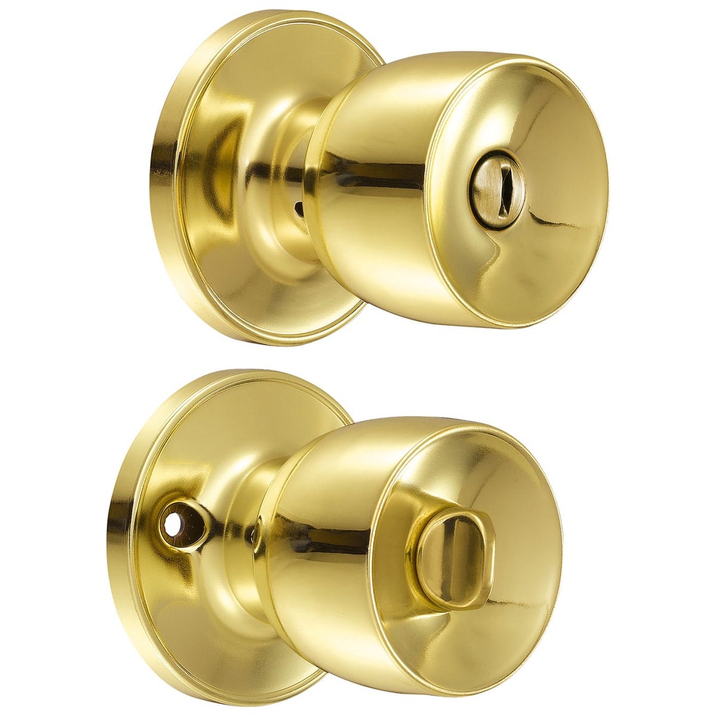 Pomo cilíndrico media copa función baño, latón brillante, llave estándar, blíster Prolok