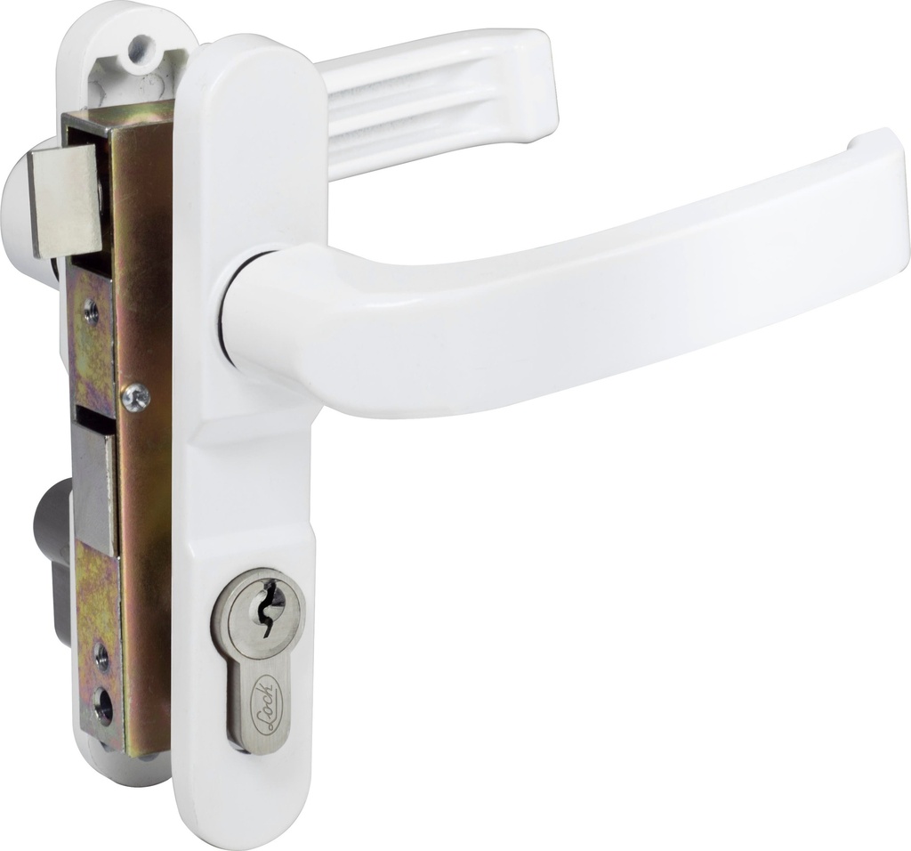 Cerradura Euro para puerta de aluminio función doble, blanco, llave estándar Lock