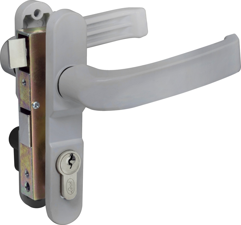 Cerradura Euro para puerta de aluminio función doble, gris, llave estándar Lock