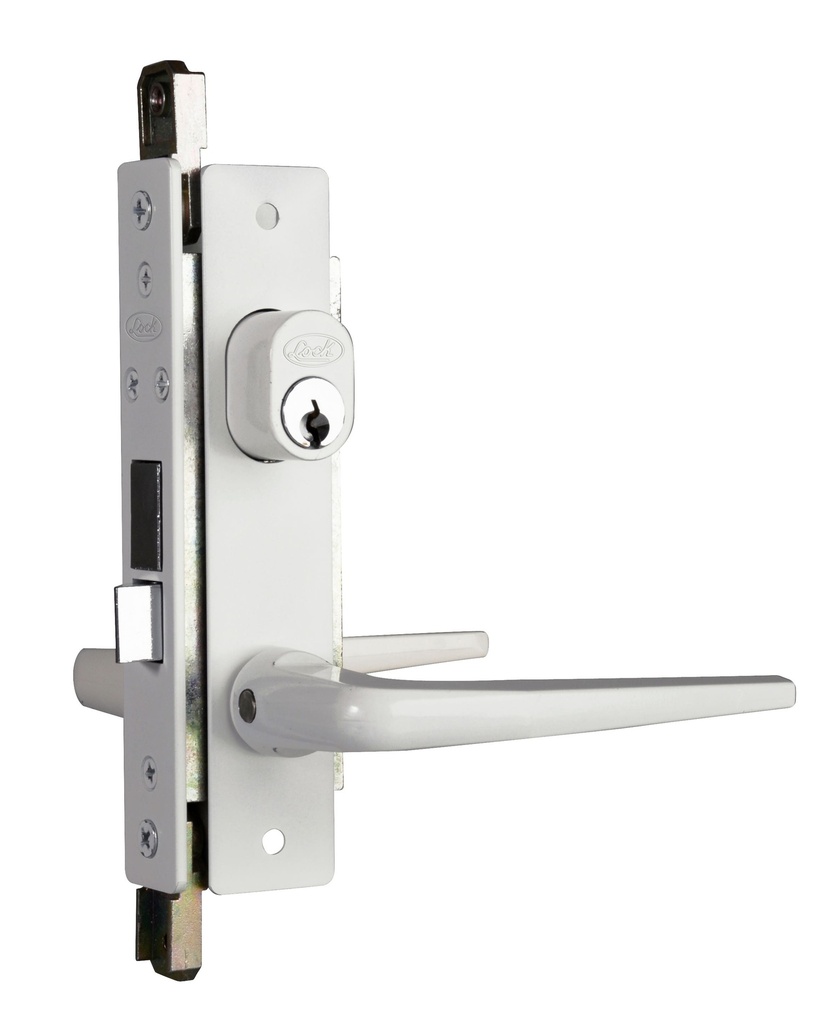 Cerradura clásica para puerta de aluminio función sencilla, blanco, llave estándar Lock