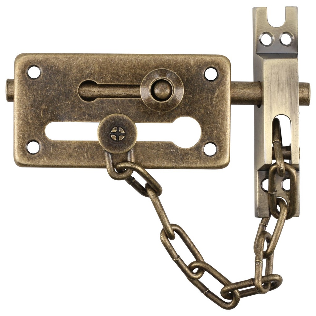 Pasador de sobreponer de cadena latón antiguo Lock