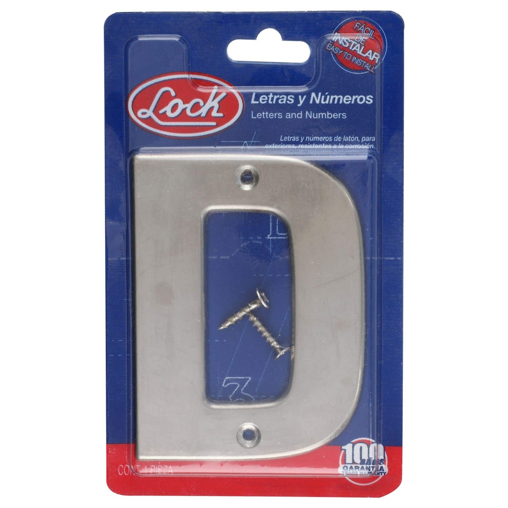 Letra D bold 4" cromo satinado Lock