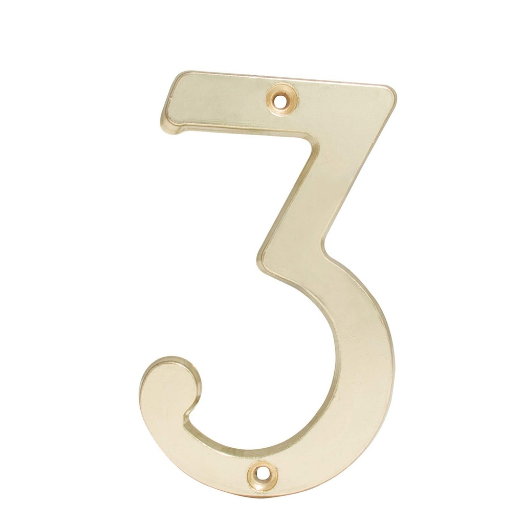 Número 3 slim 4" latón brillante Lock