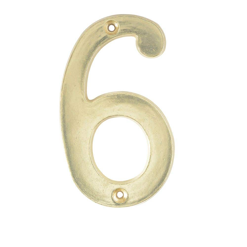 Número 6 slim 4" latón brillante Lock