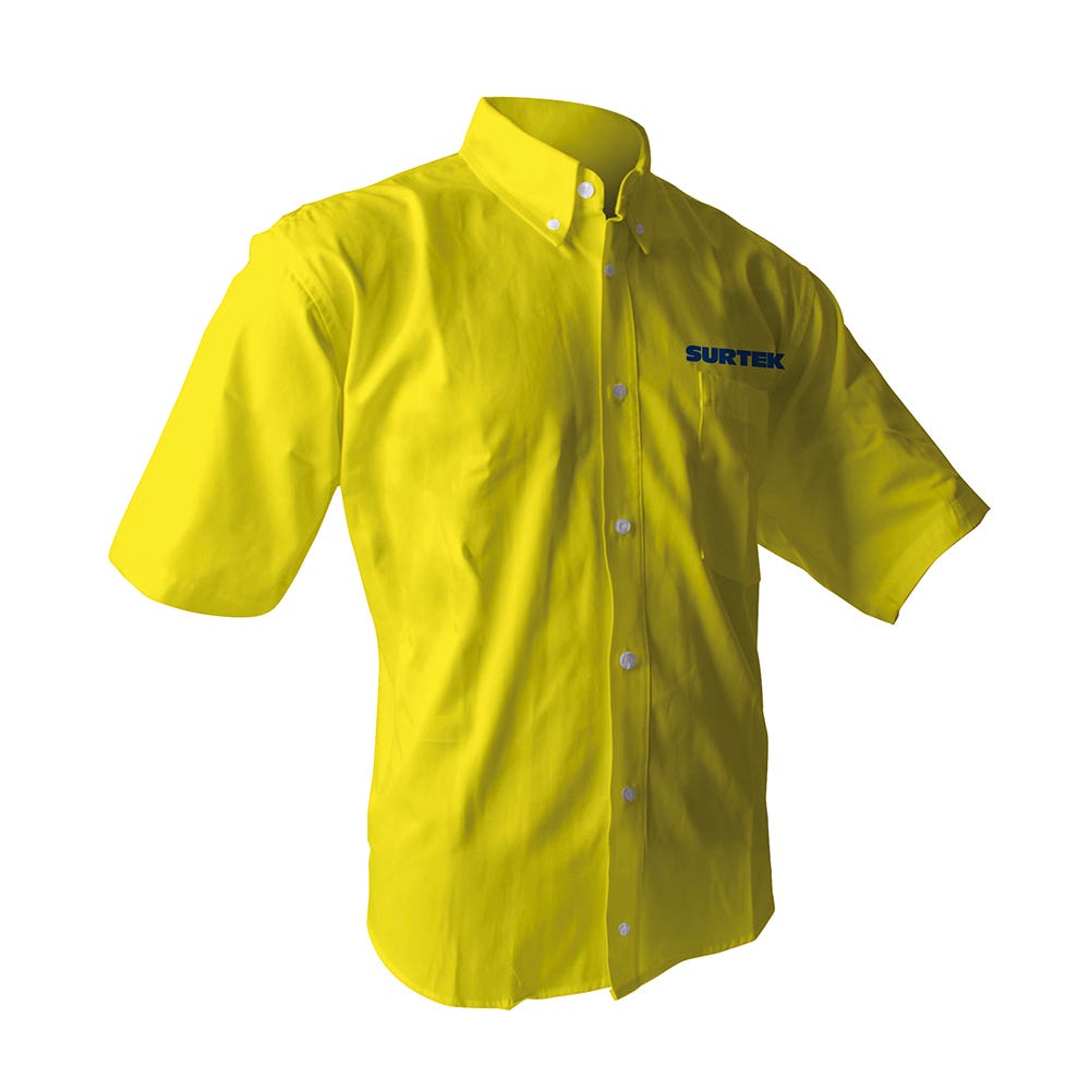 [CAMC101L] Camisa de manga corta para caballero, color amarillo talla L Surtek