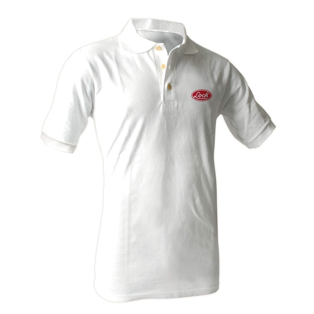 [LPOBM] Playera tipo polo para caballero, color blanco talla M Lock