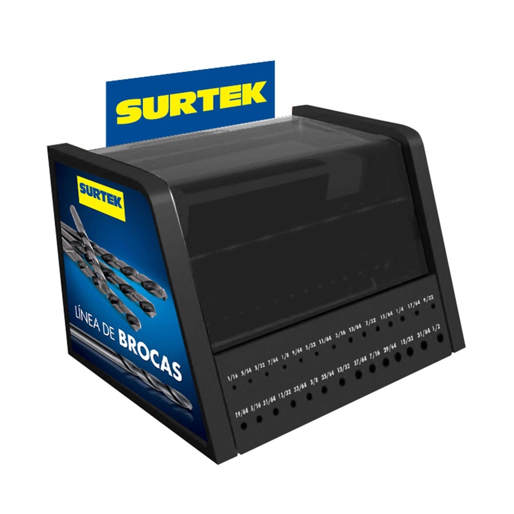 Exhibidor de mostrador para brocas con calibrador 39 cm x 35 cm x 37 cm Urrea