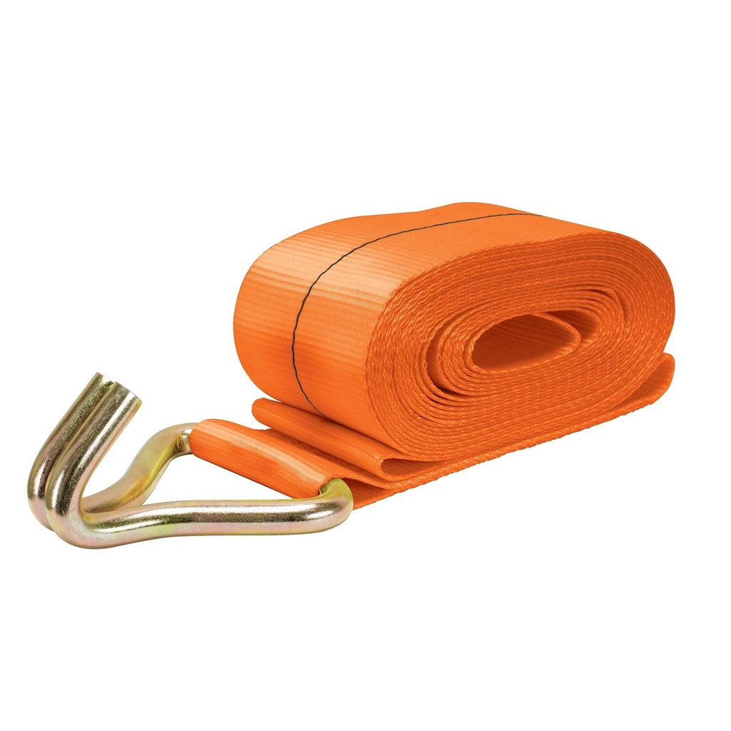 Banda de 4" x 9 m con gancho "J" para malacate, Truper