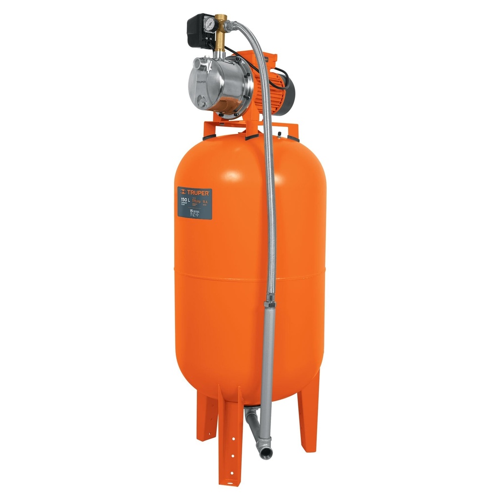 Equipo hidroneumático 150L, bomba Jet inox. 1-1/2 HP, TRUPER