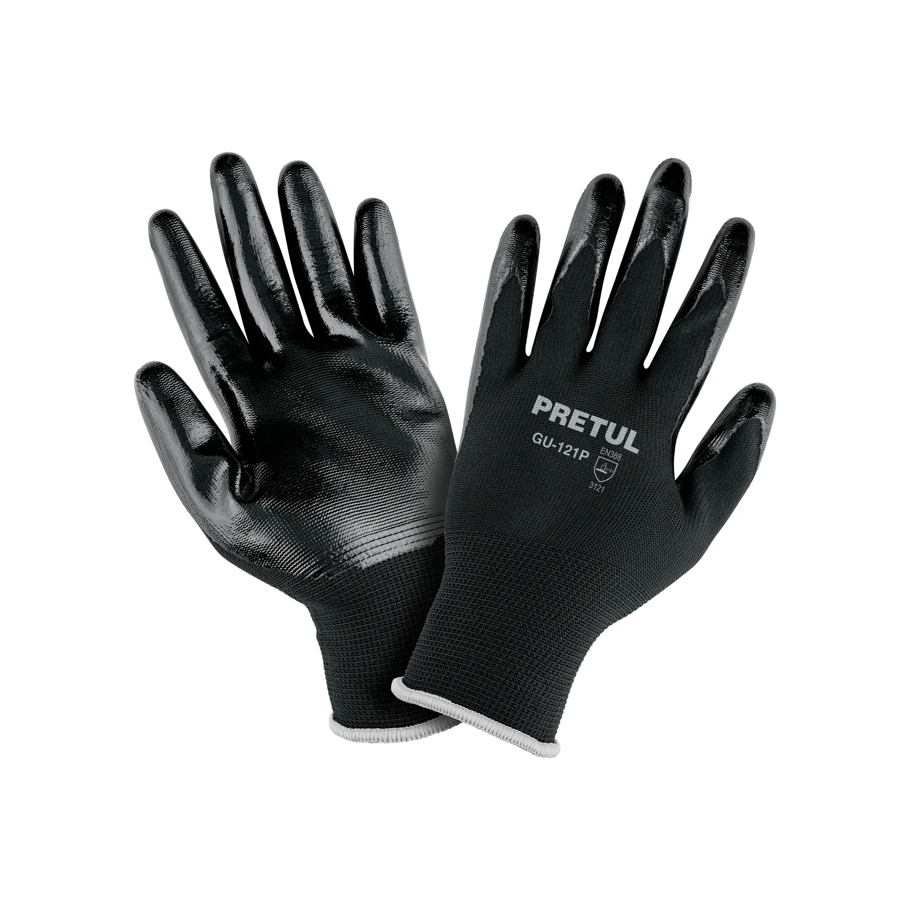 [GU-121P] Guantes de nylon recubiertos de nitrilo, CH, PRETUL