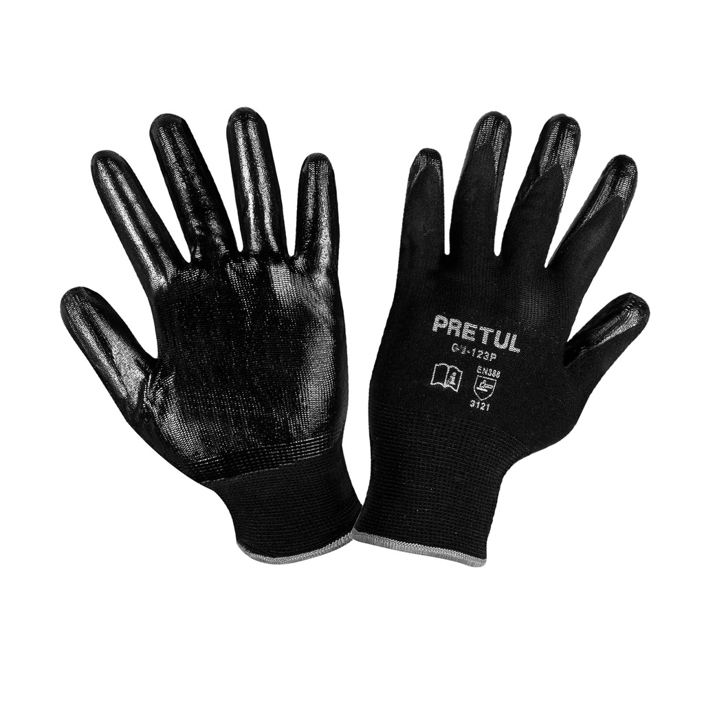[GU-123P] Guantes de nylon recubiertos de nitrilo, G, Pretul