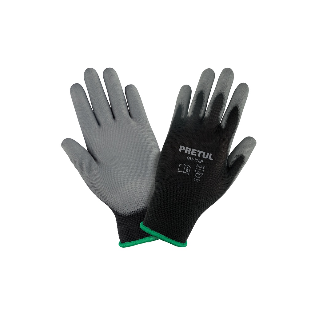[GU-112P] Guantes de nylon recubiertos de poliuretano, M, PRETUL