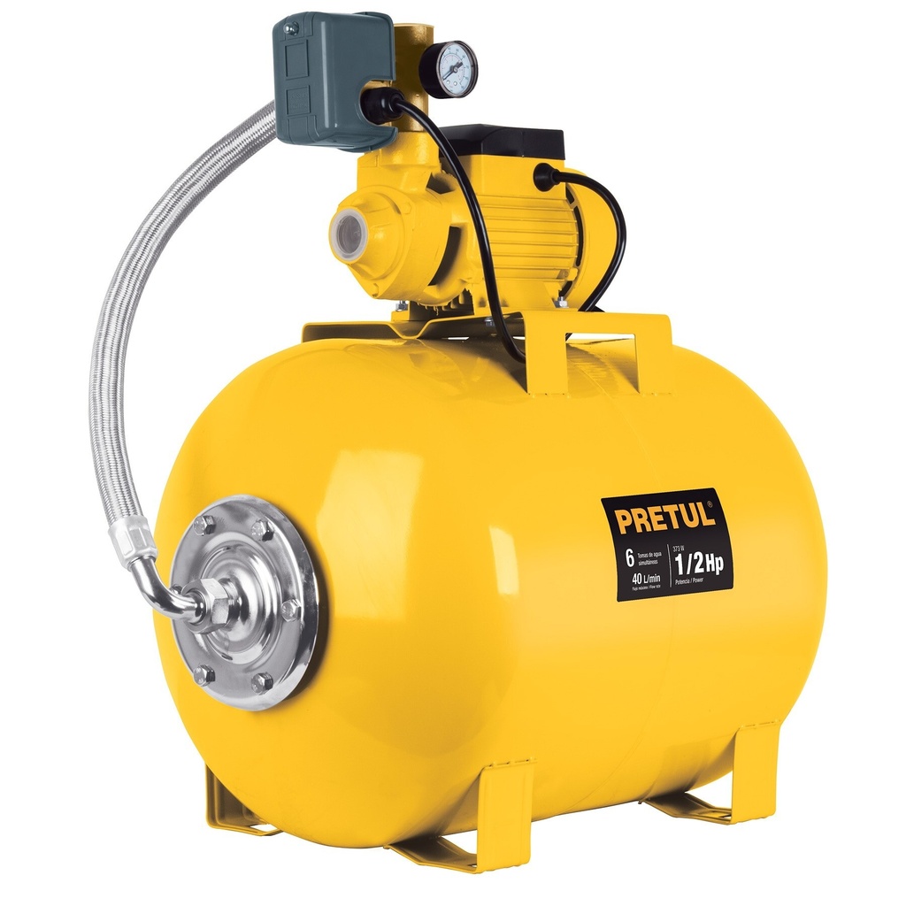 [HIDR-1/2X50P] Equipo hidroneumático 50L, bomba periférica 1/2 HP, Pretul