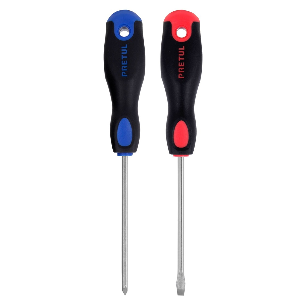 [DUO-3/16X4BP] Dúo de desarmadores 3/16" x 4" mango Comfort Grip, Pretul