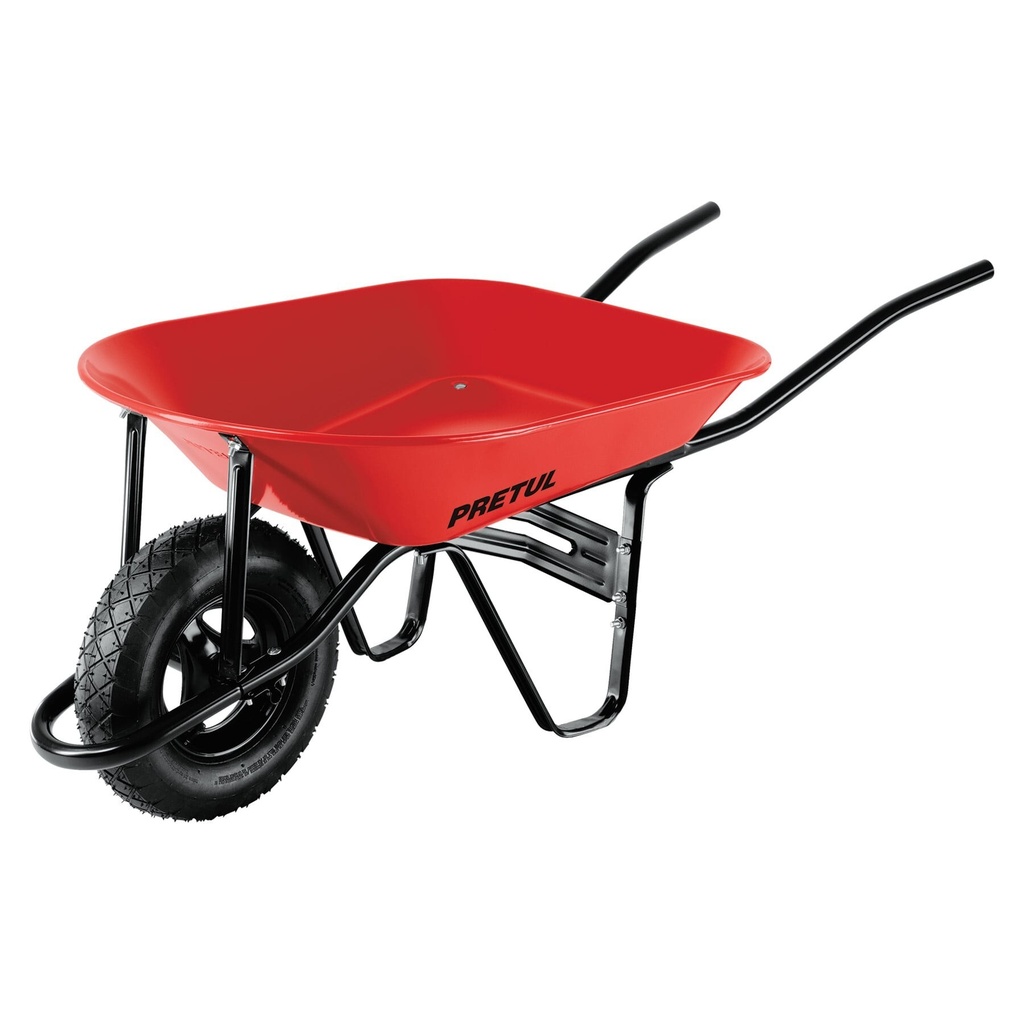 Carretilla 4 ft3 roja,neumática,bastidor tubular, PRETUL