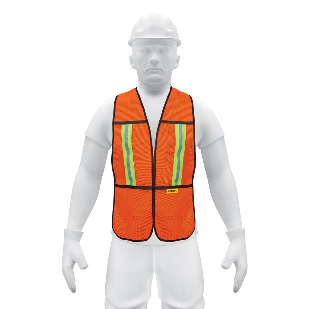 [CHS-200N] Chaleco de seguridad con cintas reflejantes, naranja, Pretul