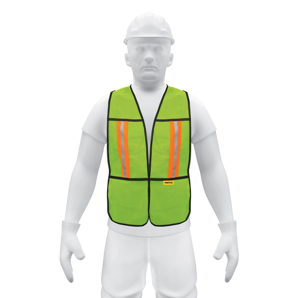 [CHS-200V] Chaleco de seguridad con cintas reflejantes, verde, PRETUL
