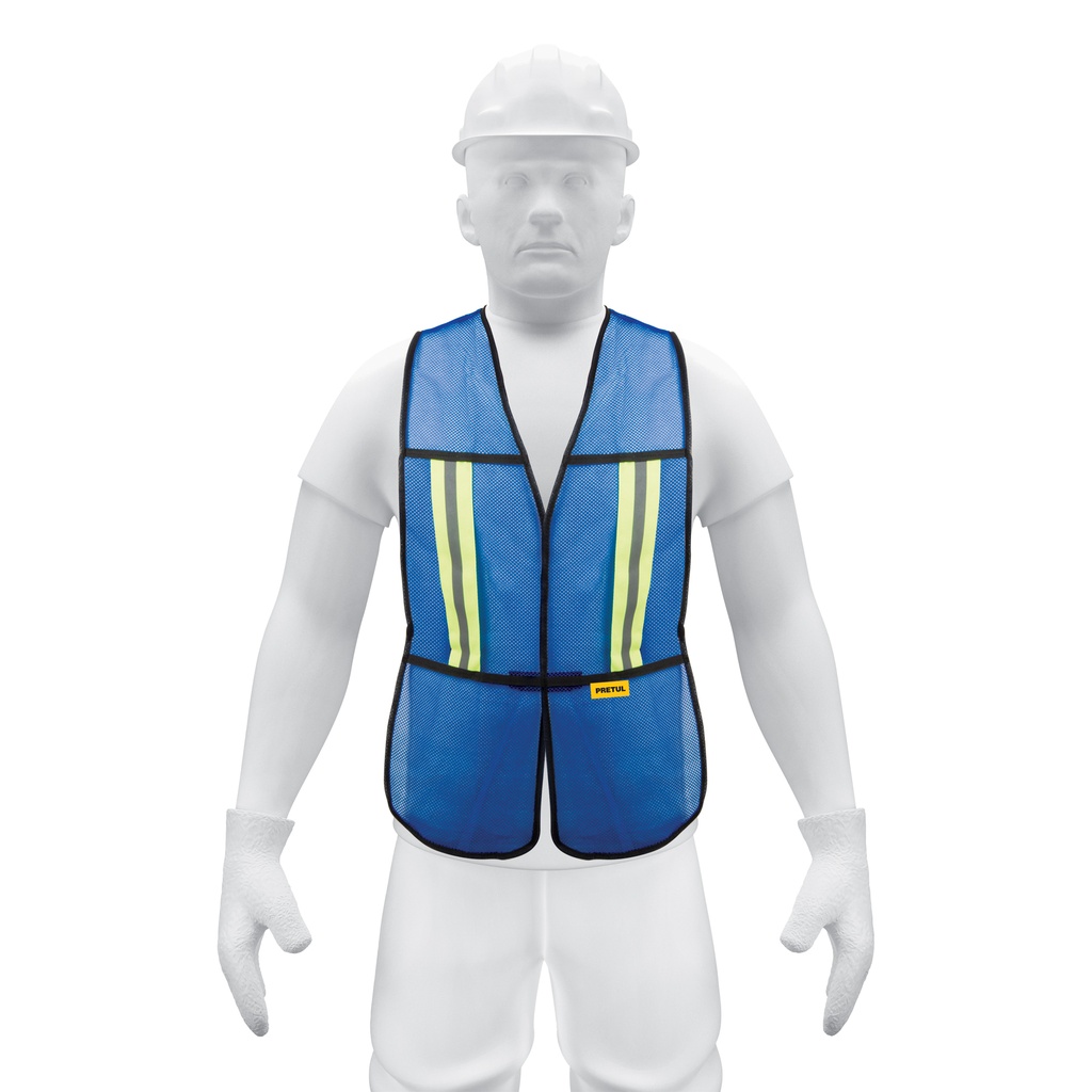 Chaleco de seguridad con cintas reflejantes, azul, Pretul