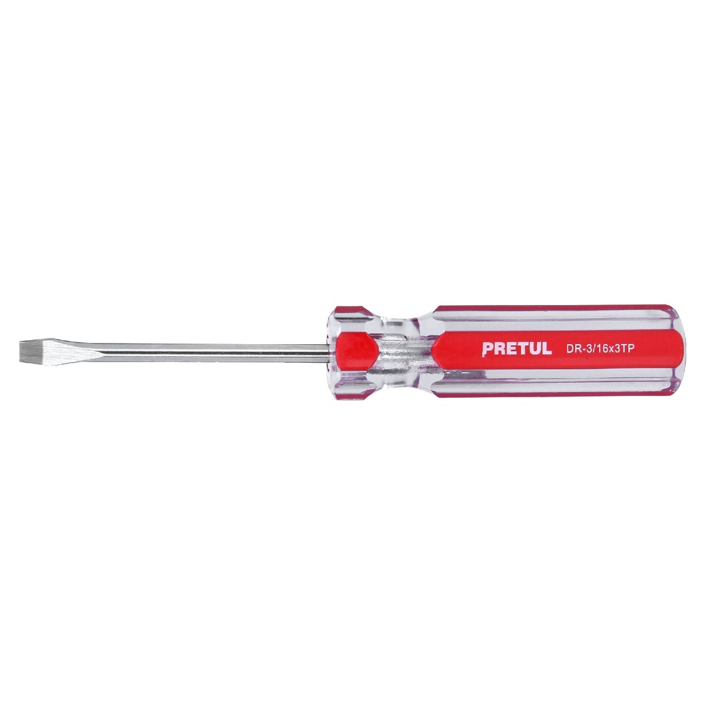 [DR-3/16X3TP] Desarmador plano 3/16 x 3" mango de PVC, Pretul