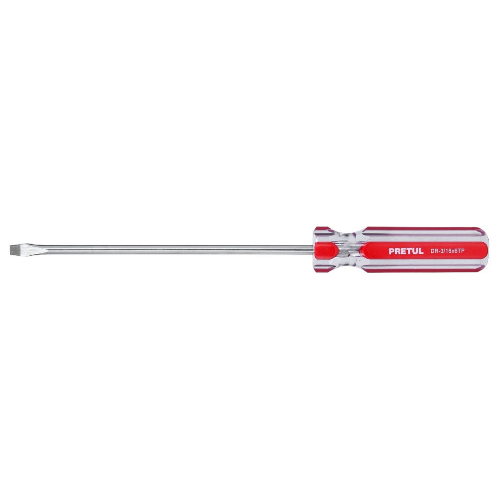[DR-3/16X6TP] Desarmador plano 3/16 x 6" mango de PVC, Pretul