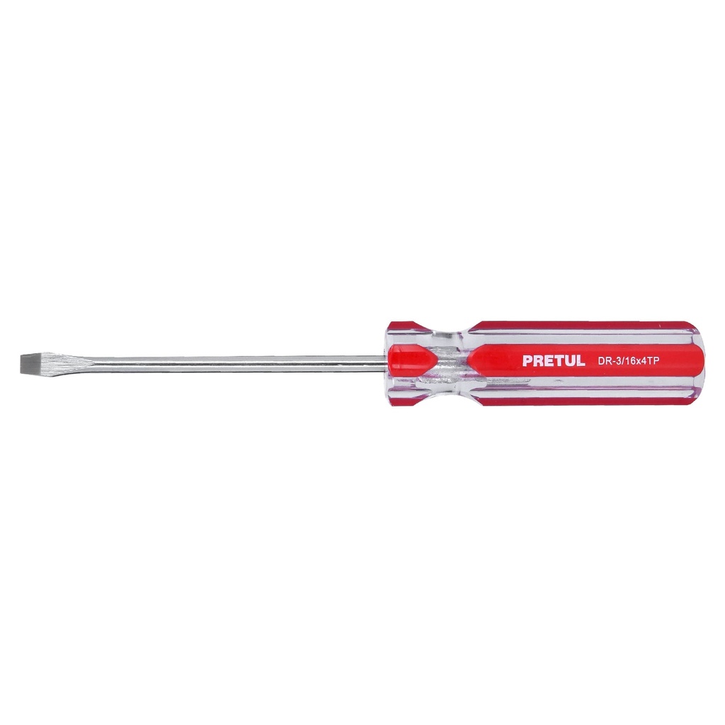 Desarmador plano 3/16 x 4' mango de PVC, PRETUL