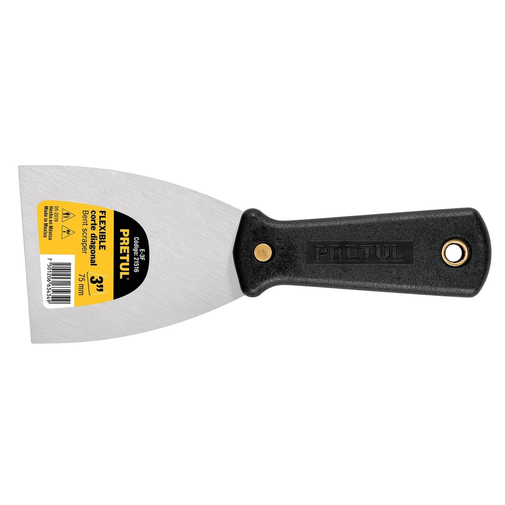 [E-3F] Espátula flexible 3" con mango de plástico, Pretul