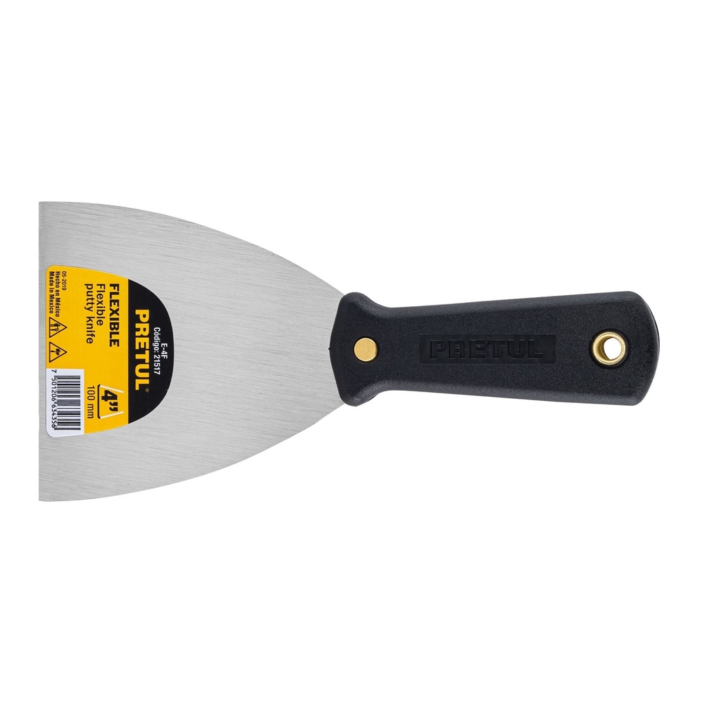 [E-4F] Espátula flexible 4" con mango de plástico, Pretul