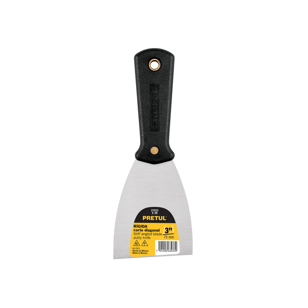 [E-3R] Espátula rígida 3" con mango de plástico, Pretul