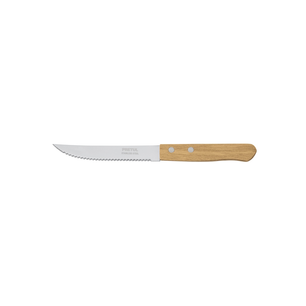 Cuchillo con sierra para asado 5" mango de madera, Pretul