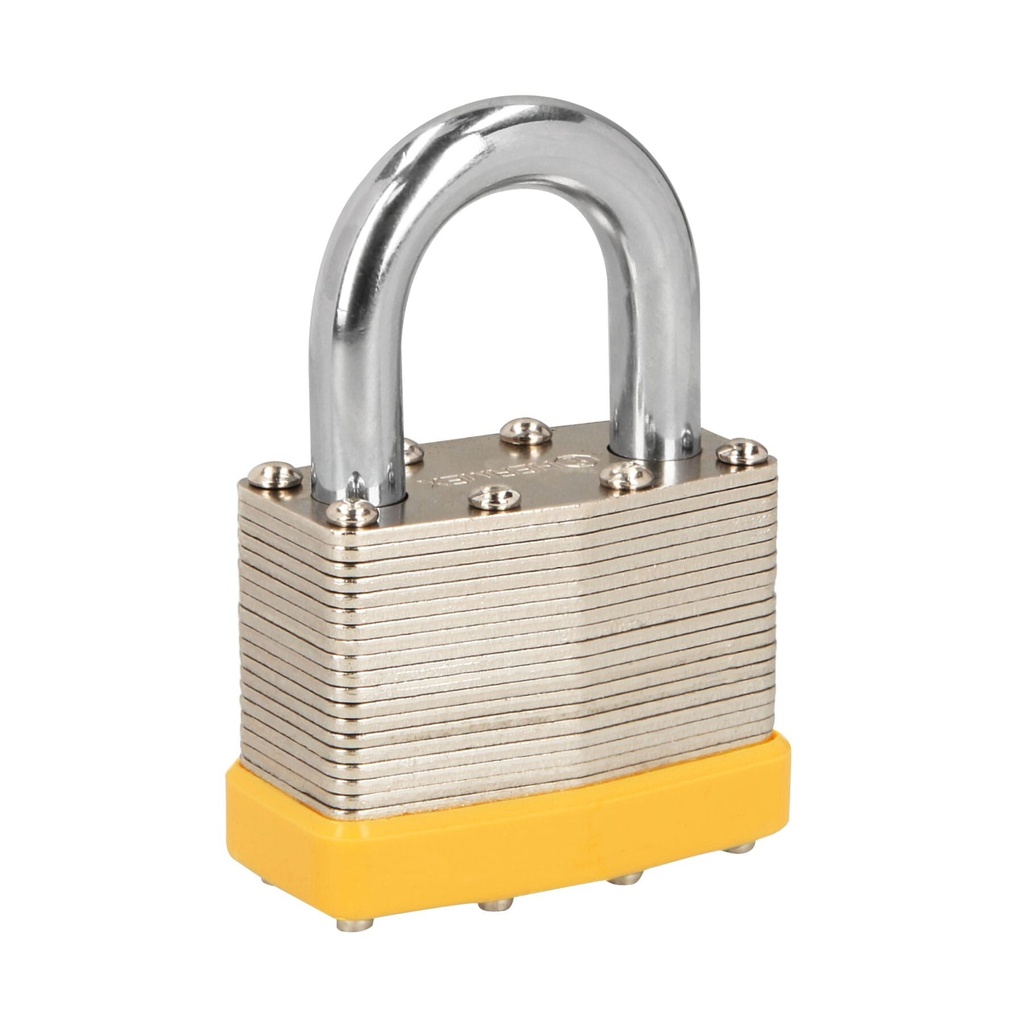 [CM-50P] Candado laminado, 50 mm, gancho corto, blíster, HERMEX BASIC