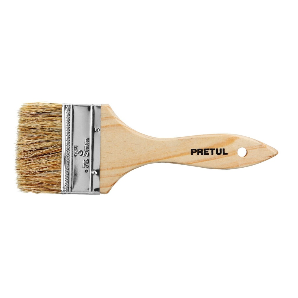 Brocha uso general de 3" con mango de madera, Pretul