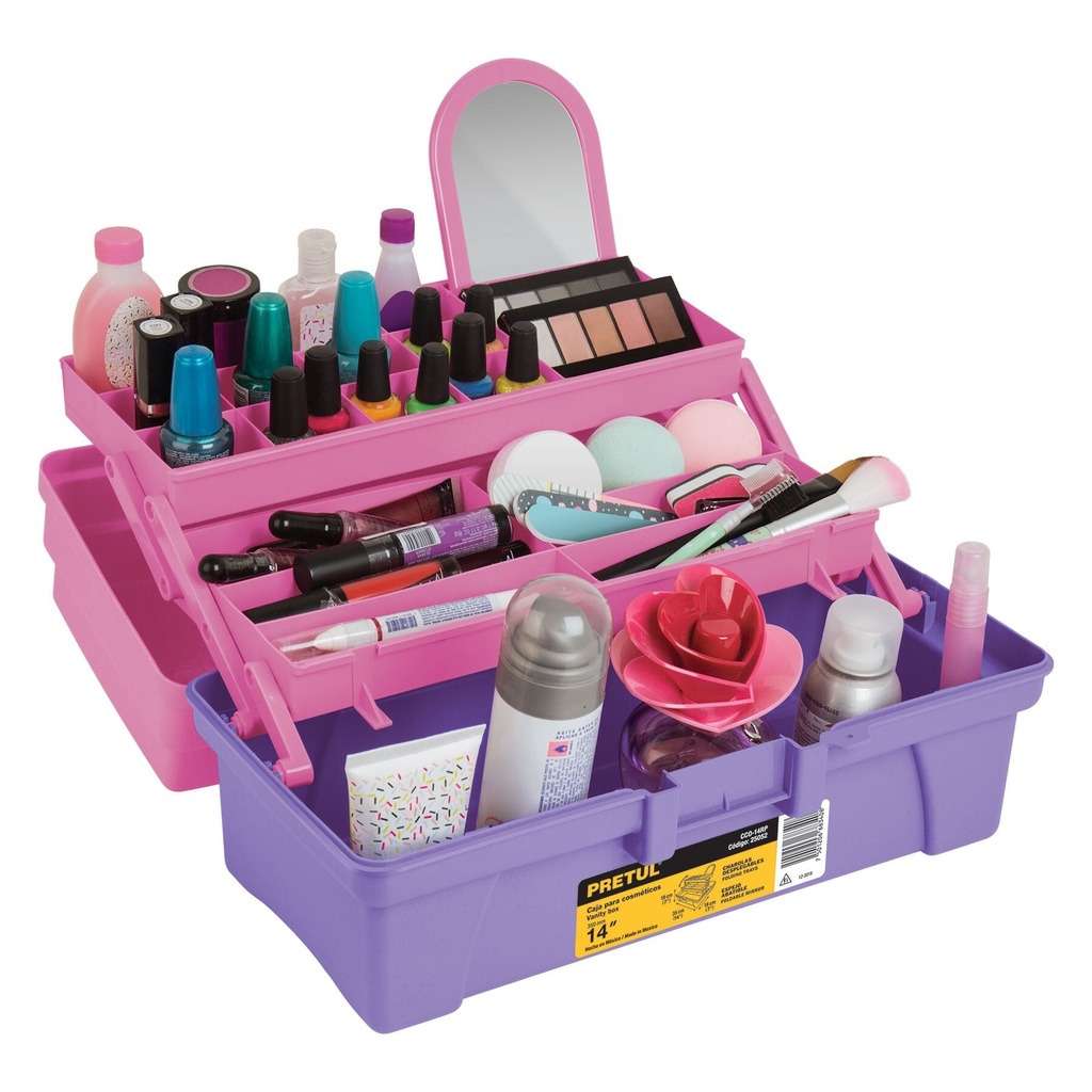 [CCO-14RP] Caja cosmetiquera 14", rosa/morado, Pretul