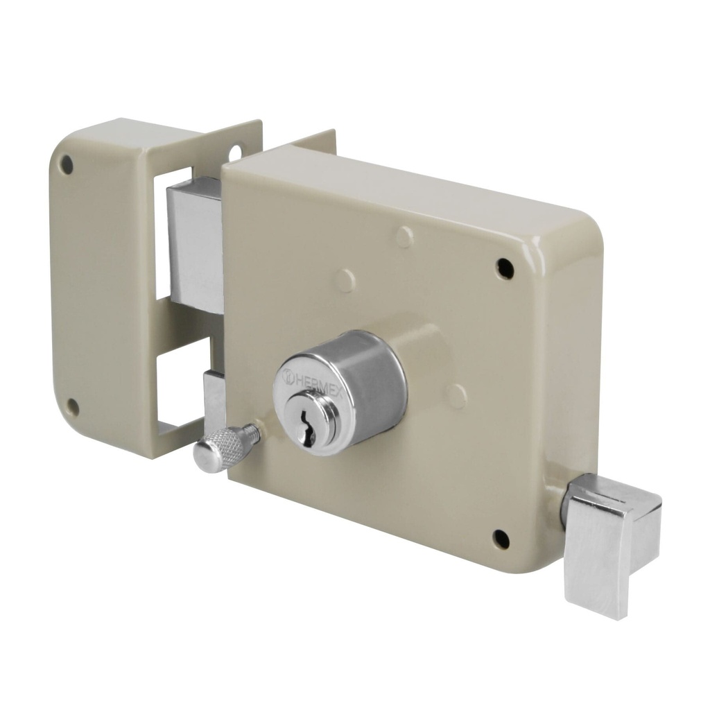 [CS-75IP] Cerradura sobreponer izq instala-fácil, caja, Hermex Basic