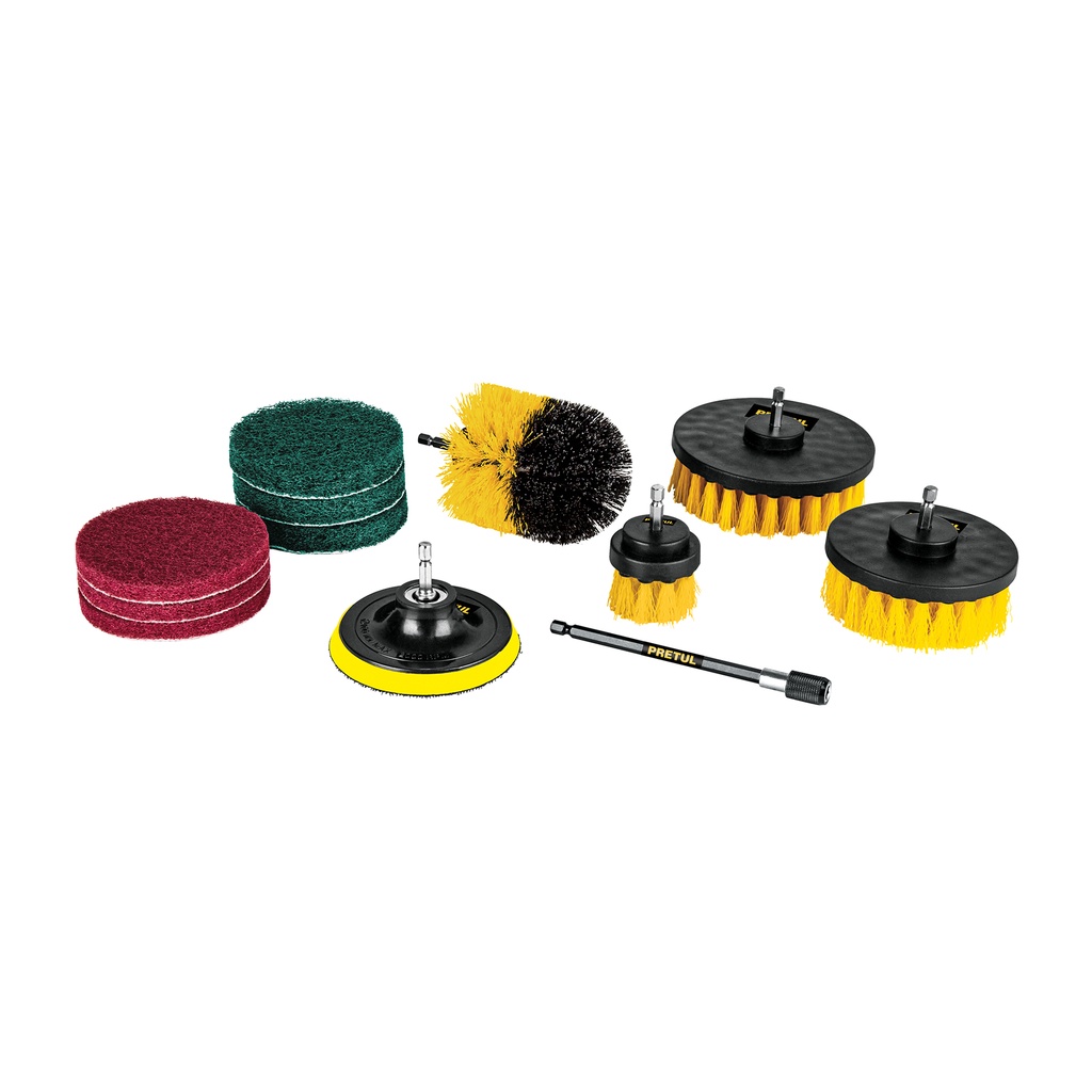 [JCE-12P] Juego 12 accesorios de limpieza y asentado p/taladro, Pretul