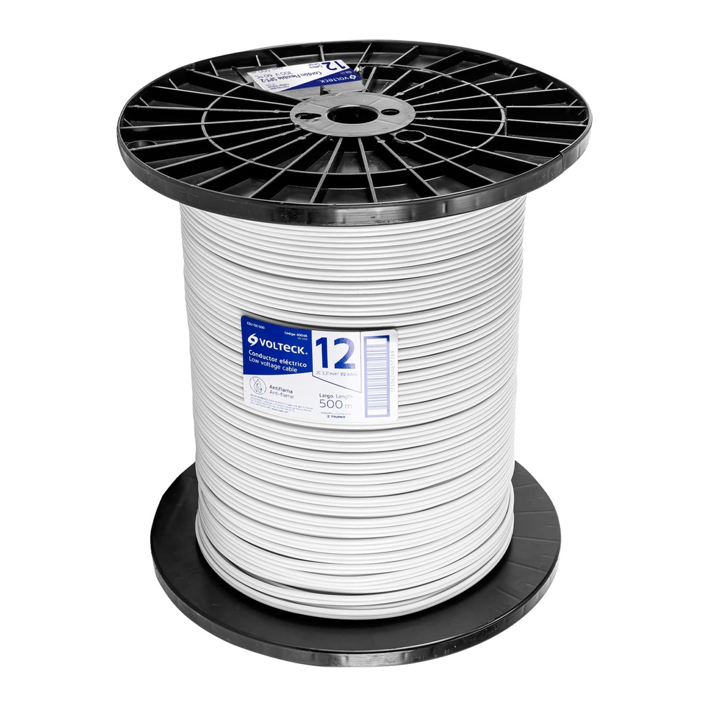 [CDU-12E-500] Metro de cordón dúplex 12 AWG, carrete 500 m, Volteck