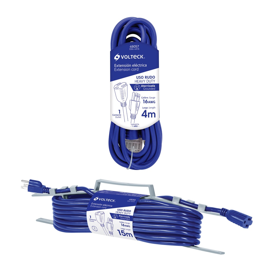 Extensión de uso rudo aterrizada 20 m calibre 16, Volteck