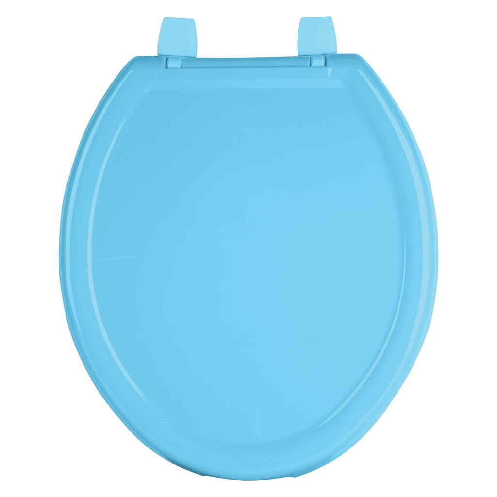 Asiento redondo ligero con tapa para WC, azul, FOSET BASIC
