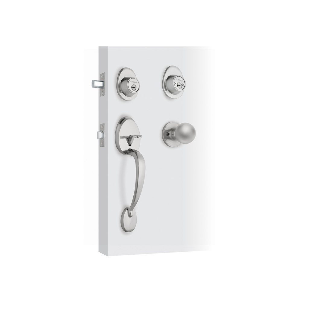 Jaladera y perilla, Lugo llave-llave, cromo mate, HERMEX