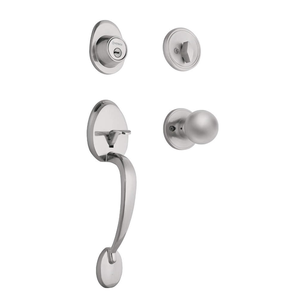 Jaladera y perilla, Lugo llave-mariposa, cromo mate, HERMEX