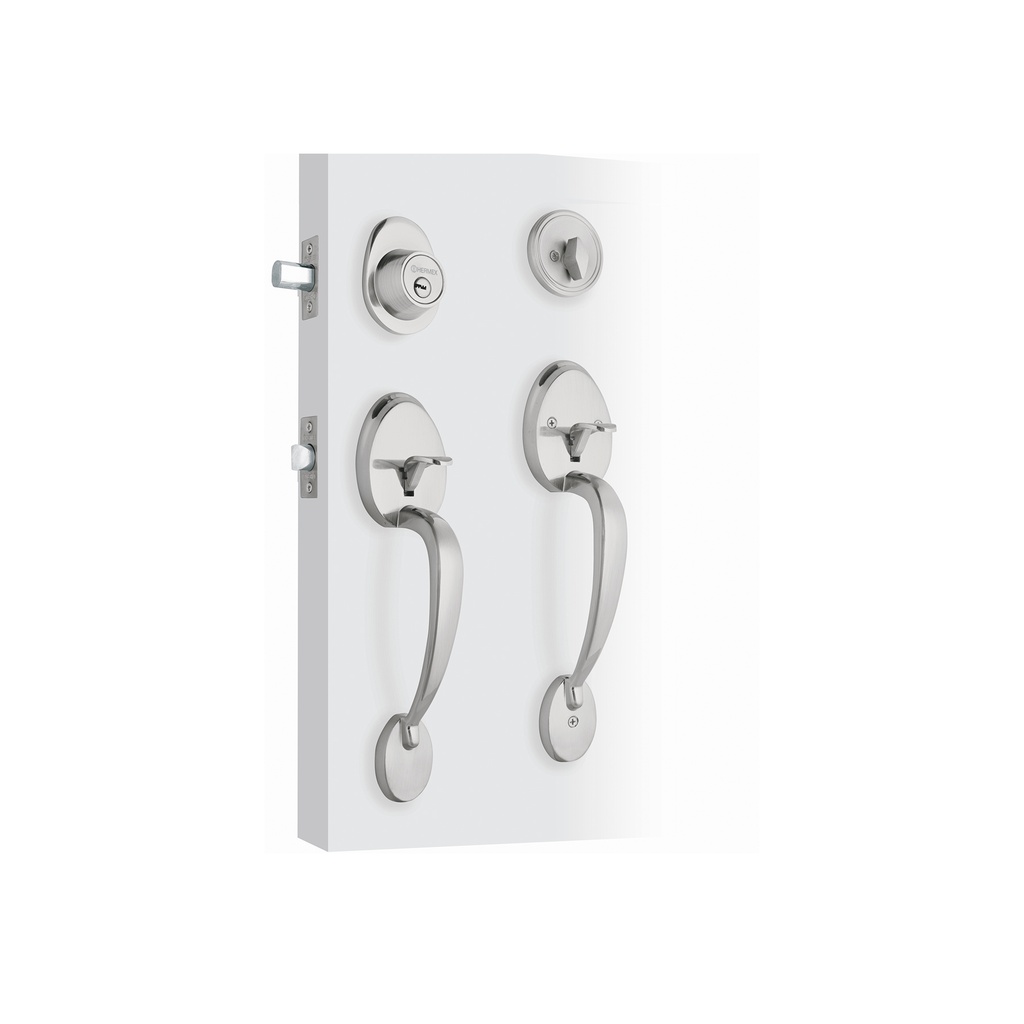 Doble jaladera y perilla, lugo mariposa, cromo mate, HERMEX