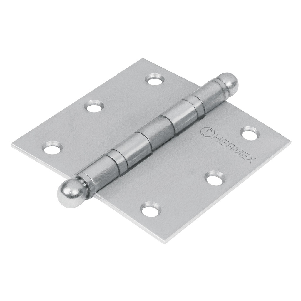 Bisagra cuadrada 3-1/2" acero inox, cabeza redonda, Hermex