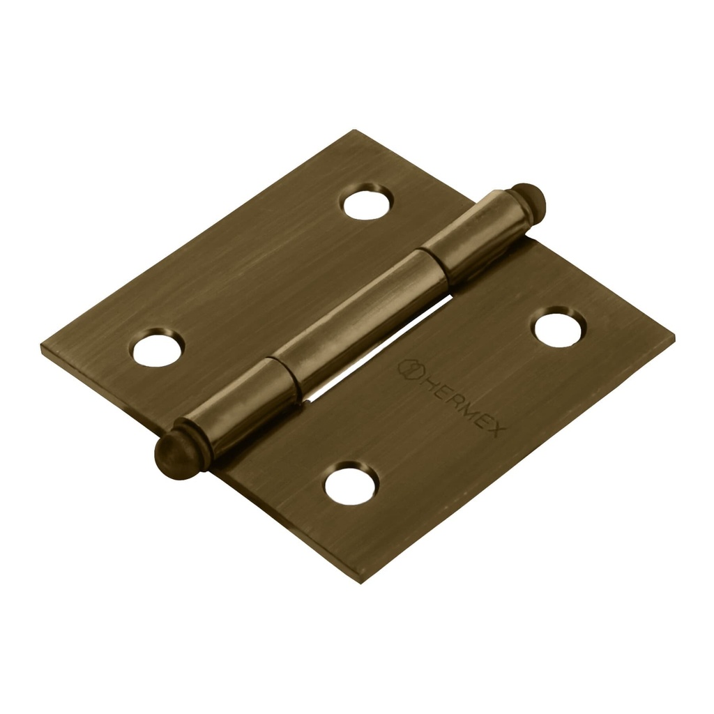 Bisagra cuadrada 2", latón antiguo, cabeza redonda, Hermex