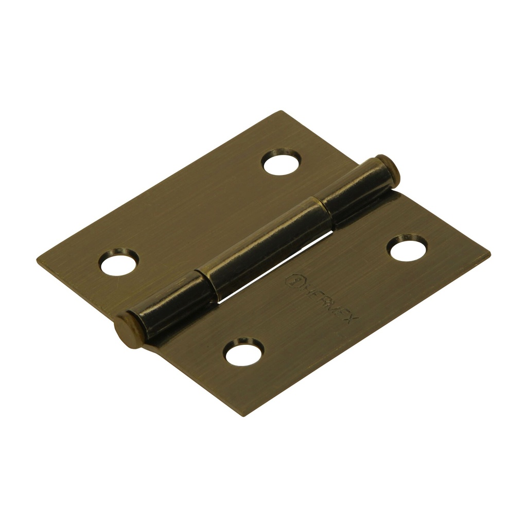 Bisagra cuadrada 2", latón antiguo, cabeza plana, Hermex