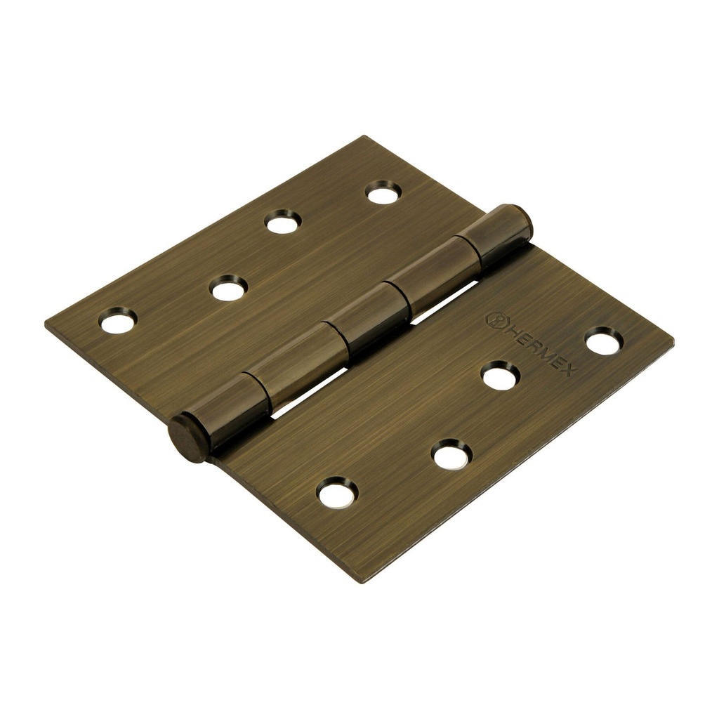 [BC-402P] Bisagra cuadrada 4", latón antiguo, cabeza plana, Hermex
