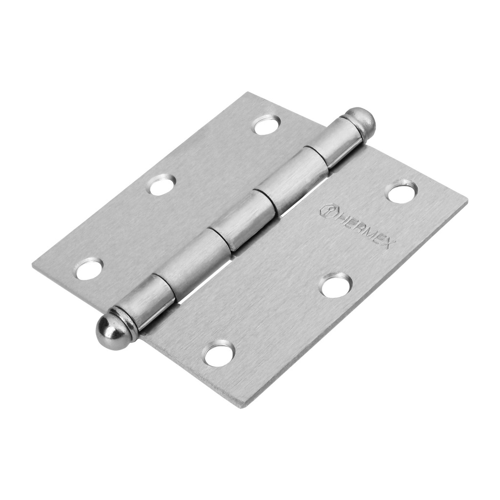 Bisagra cuadrada 3-1/2", satinado, cabeza redonda, HERMEX