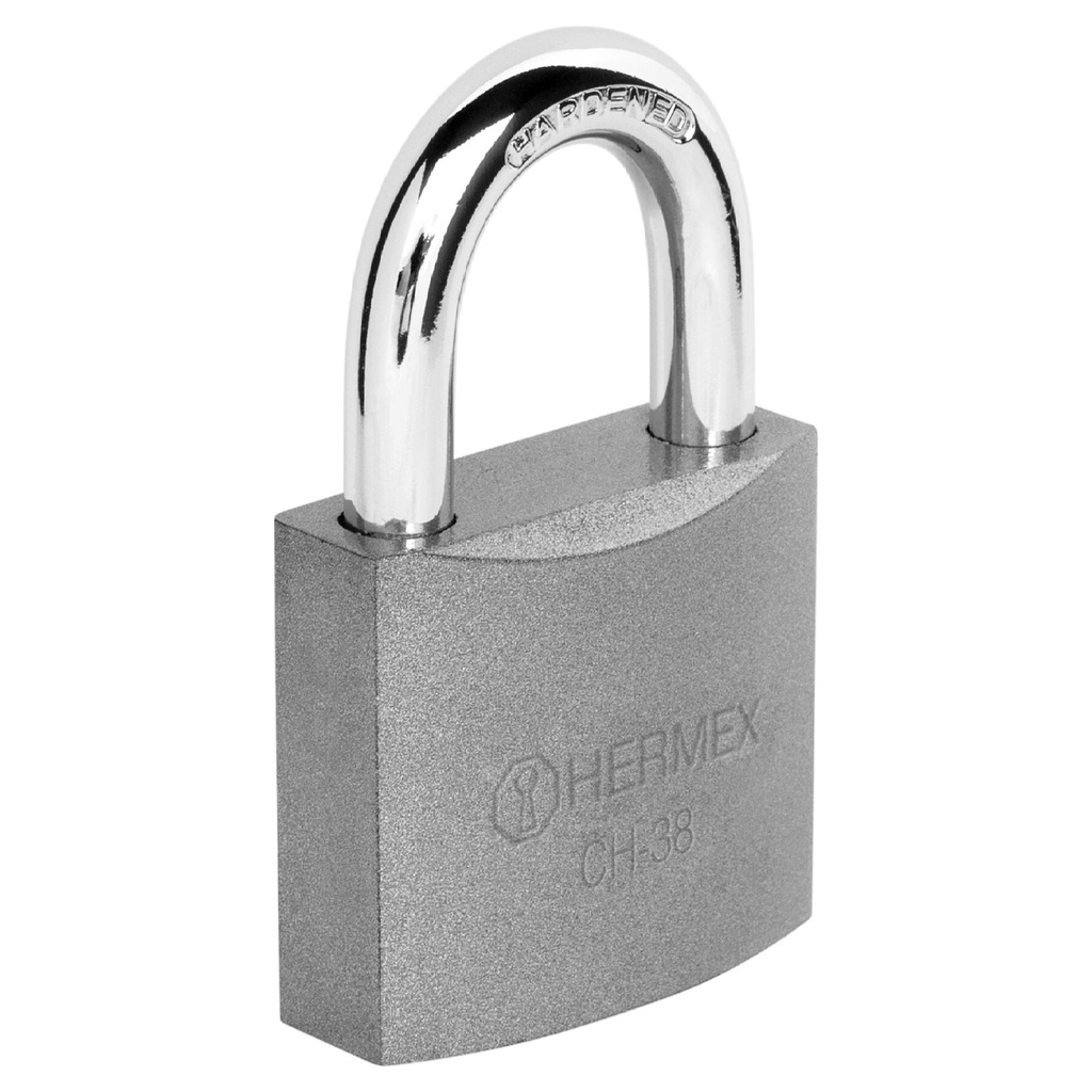 [CHB-38] Candado de hierro 38 mm gancho corto en blíster, Hermex