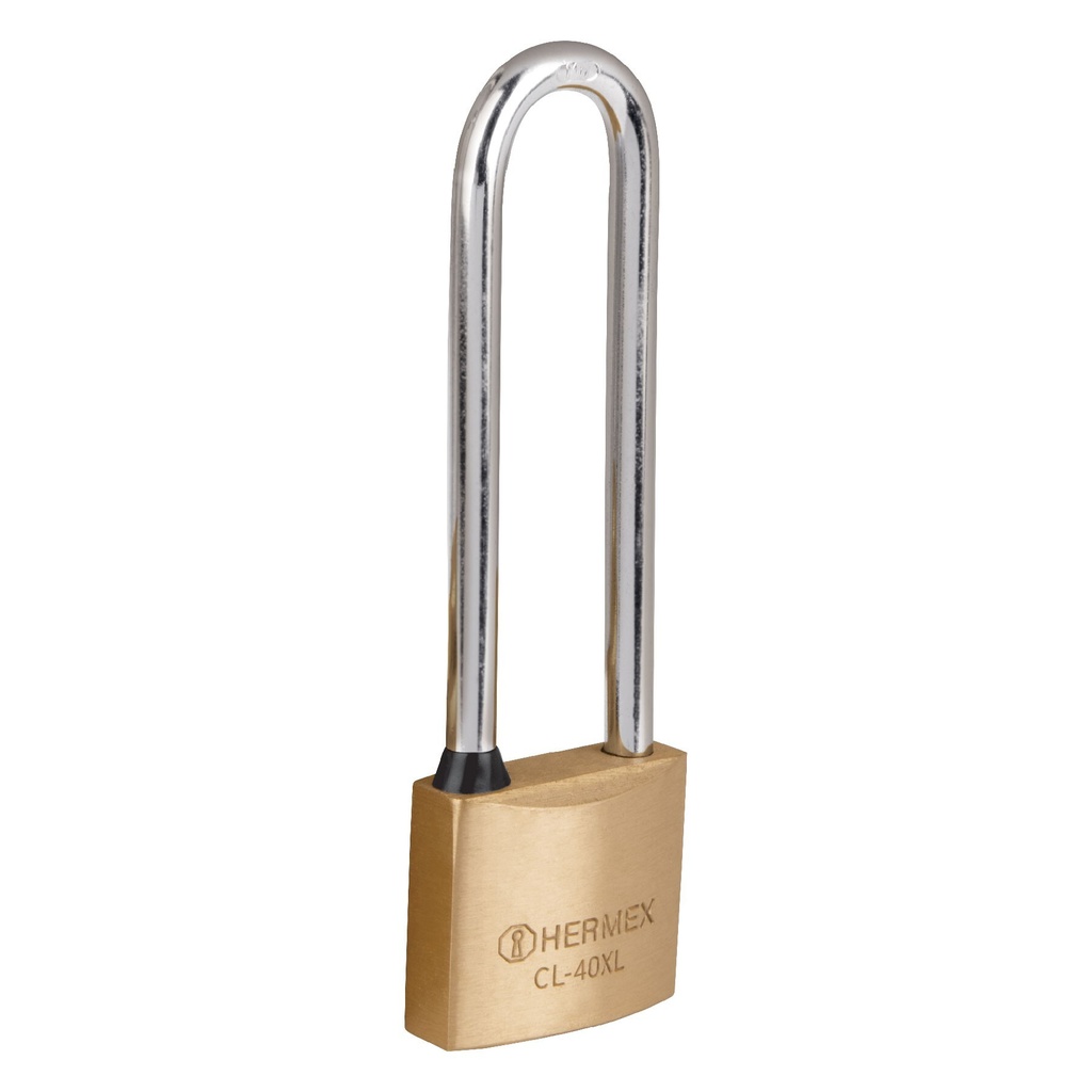 [CL-40XL] Candado de latón 40 mm gancho extra largo en blíster, HERMEX