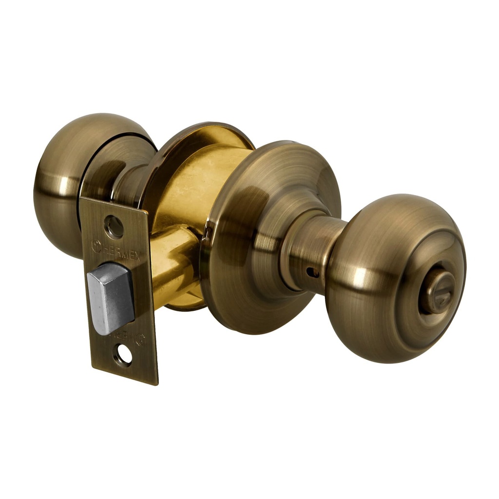 [CEPO-22B] Cerradura tipo oval para baño, latón antiguo, Hermex