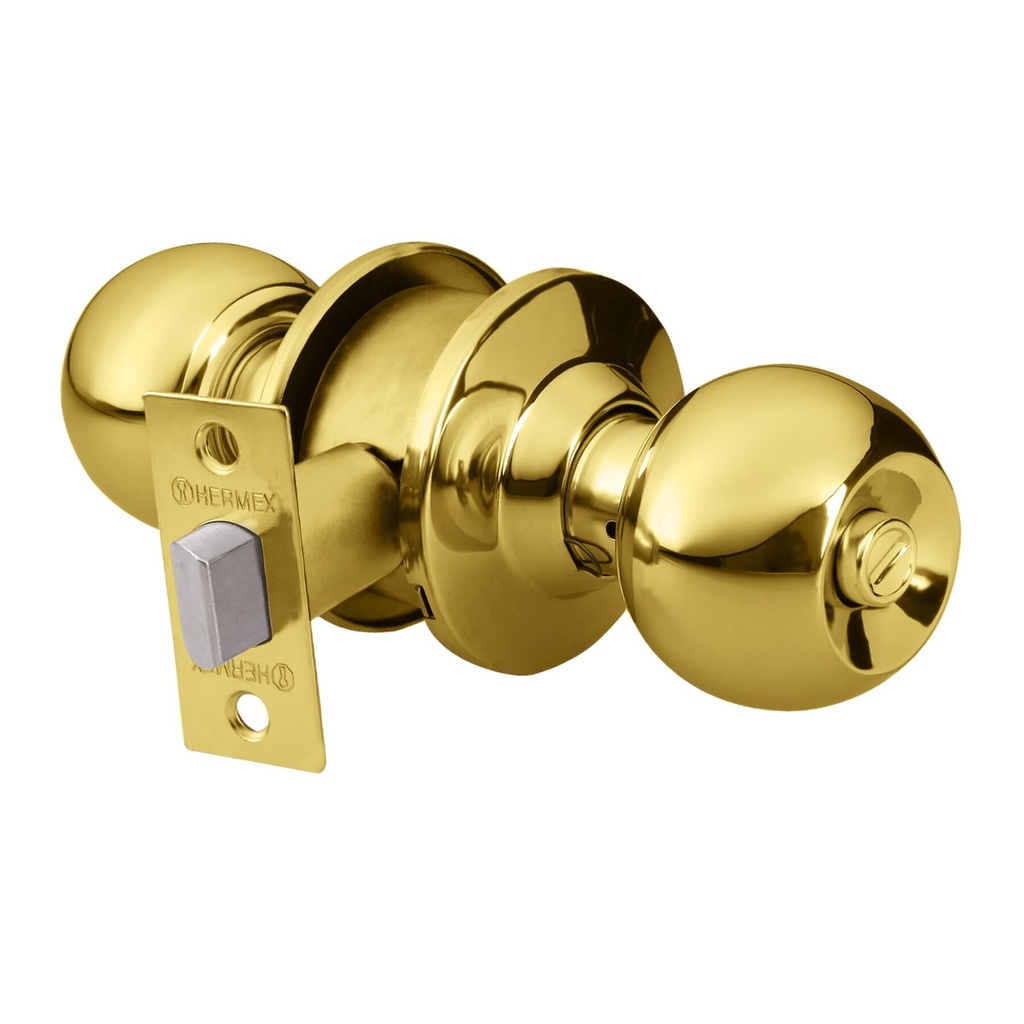 Cerradura tipo esfera para baño, latón brillante, Hermex