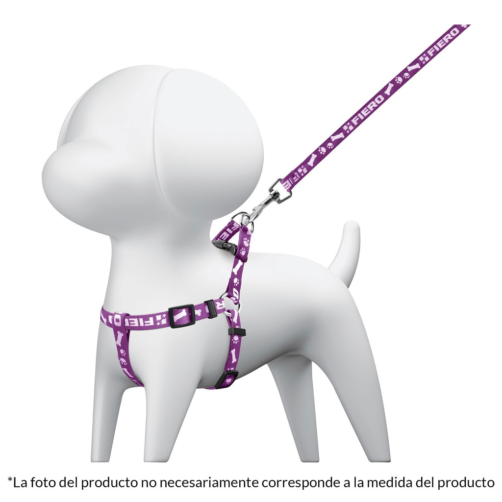 Correa con pechera para perro, 1.5 cm ancho, Fiero